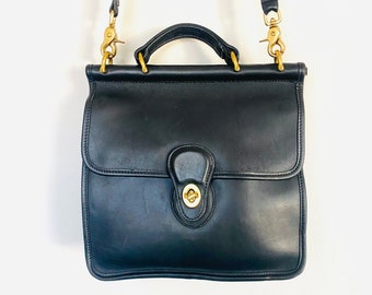 Vintage Coach Willis Black Leather Crossbody Bag: 90s Top