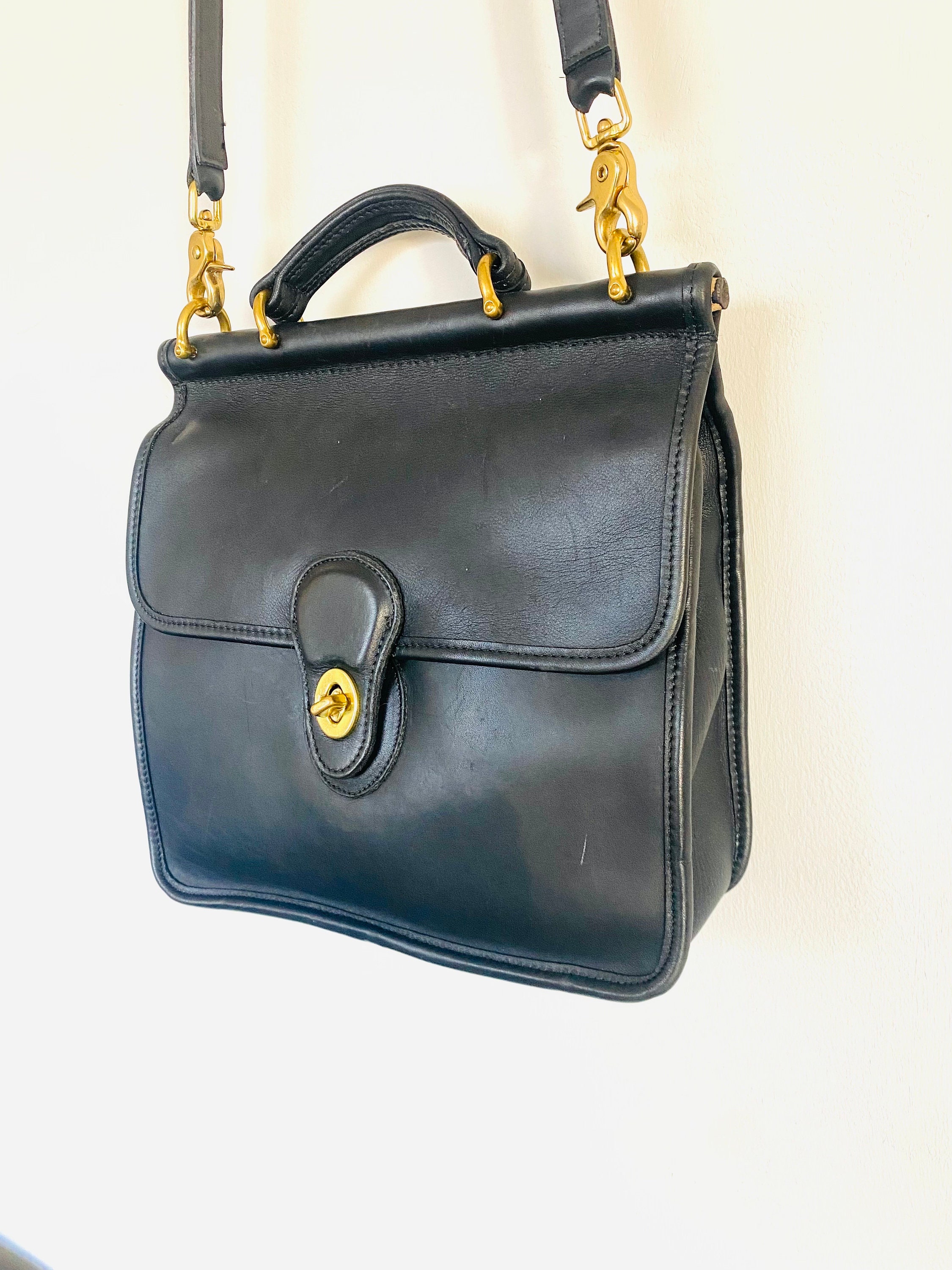 Vintage Coach Willis 9927 Top Handle Black Leather Bag
