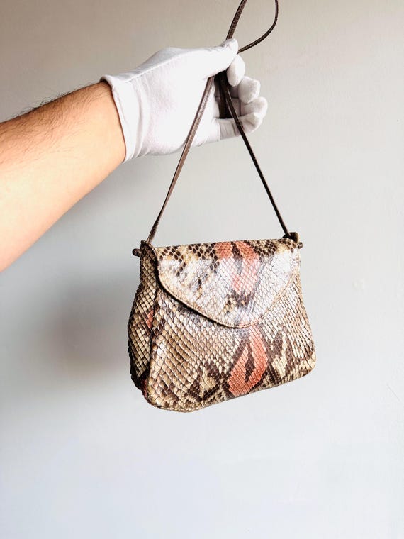 Vintage HALSTON Snake skin purse 70s
