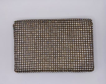 Vintage Hartly Westwood clutch bag crystal mesh envelope purse with metal chain strap