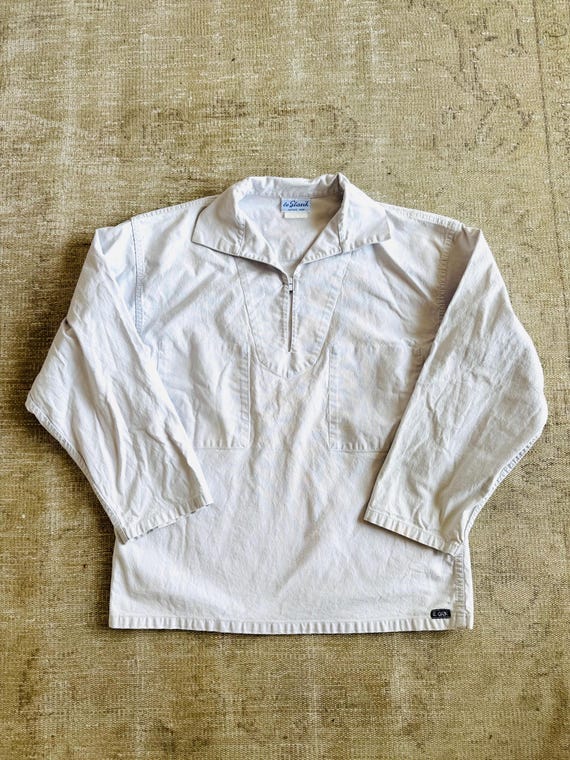Vintage Le Glazik French Workwear Smock: 70s Ice Blue Cotton