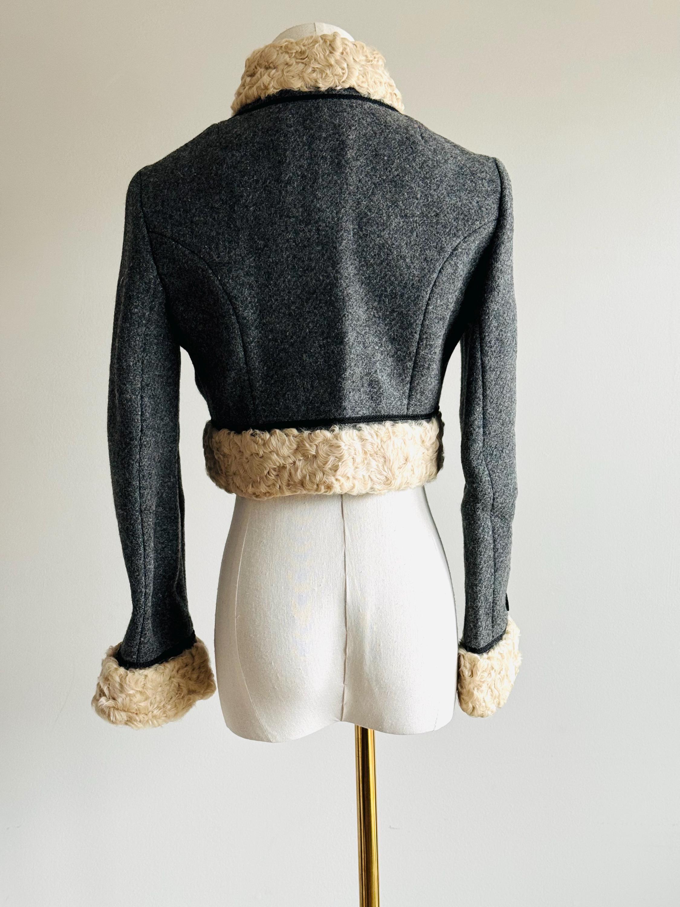 Coat Cuddle Vintage Cuddle Coat Military Wool Astrakhan Lamb Cropped Coat Grey ...