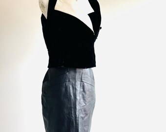 Vintage Giorgio Armani Velvet Vest, Tuxedo Blouse, IT Size 46