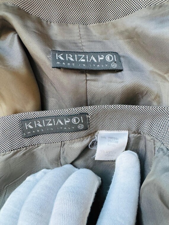 vintage Krizia Poi micro houndstooth skirt suit s… - image 4