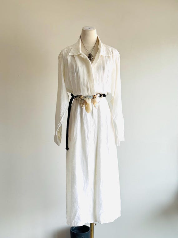 calvin klein linen dress Linen Blend V-Neck Sleeveless Belted Dress