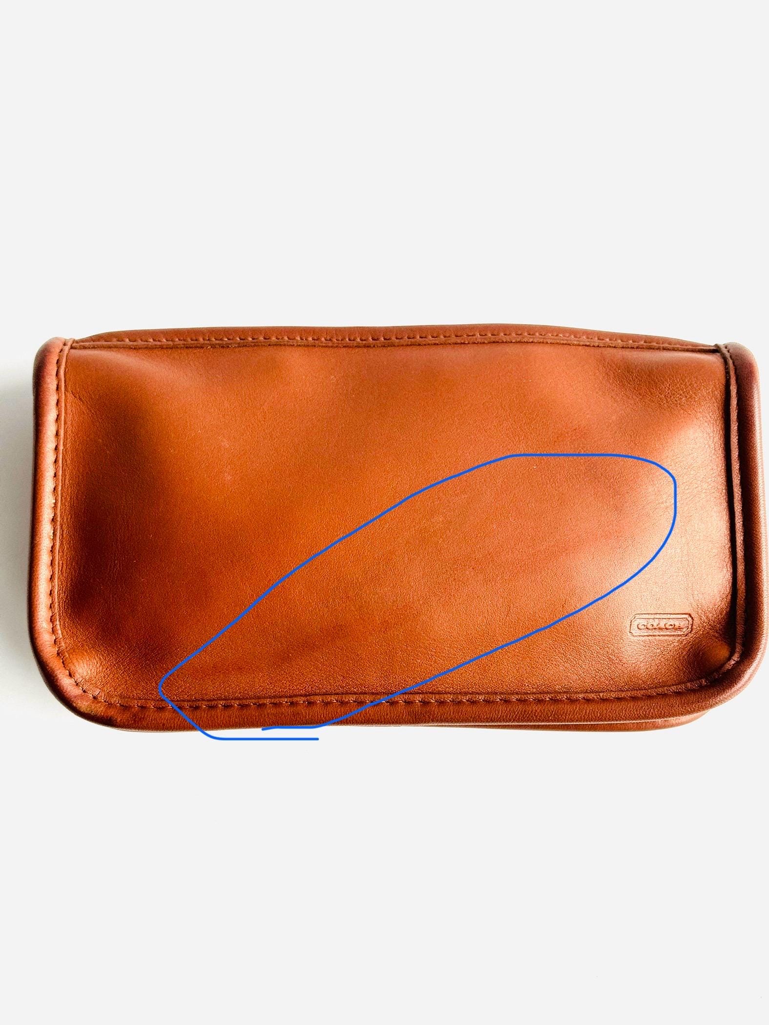 バッグ Vintage Coach Chunky Case makeup Pouch MINT COACH VINTAGE BLK LEATHER CHUNKY CASE TRAVEL COSMETIC