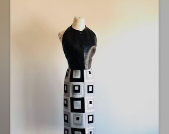 Vintage Michael Kors leather skirt geometric patchwork Y2K runway