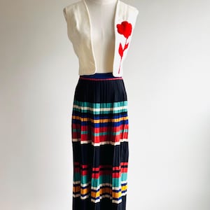 Vintage Vager Nastat Paris France white velour or velveteen open cropped vest with bright red flower appliqué made in France