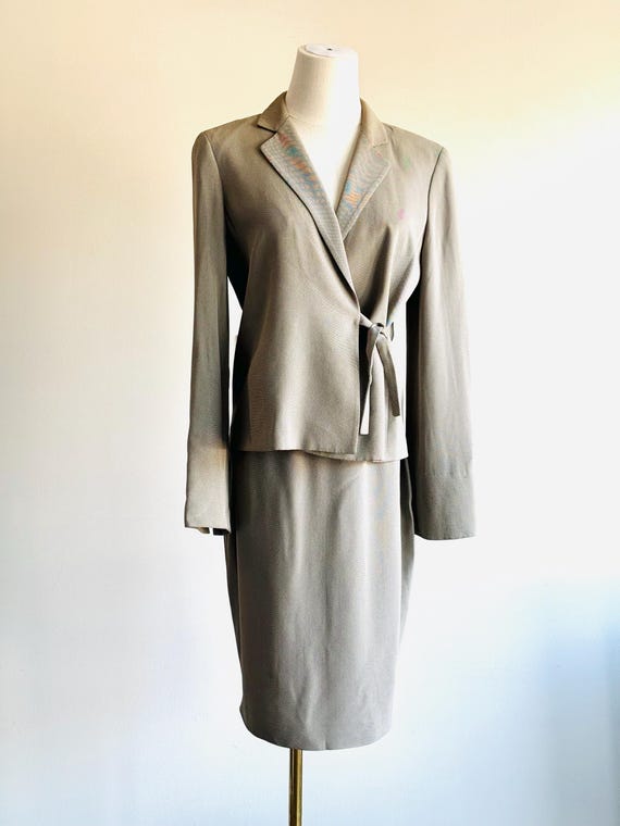 vintage Krizia Poi micro houndstooth skirt suit s… - image 1