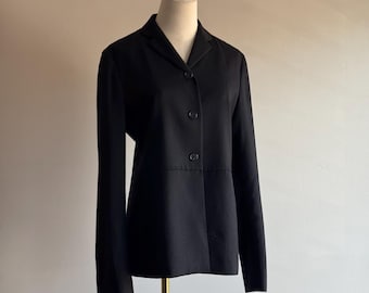 vintage 2000s Jil Sander black wool and cashmere blend minimalist blazer sz 38