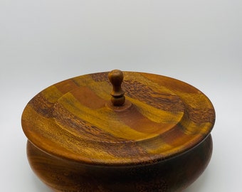 Vintage segmented turned wood bowl lidded box
