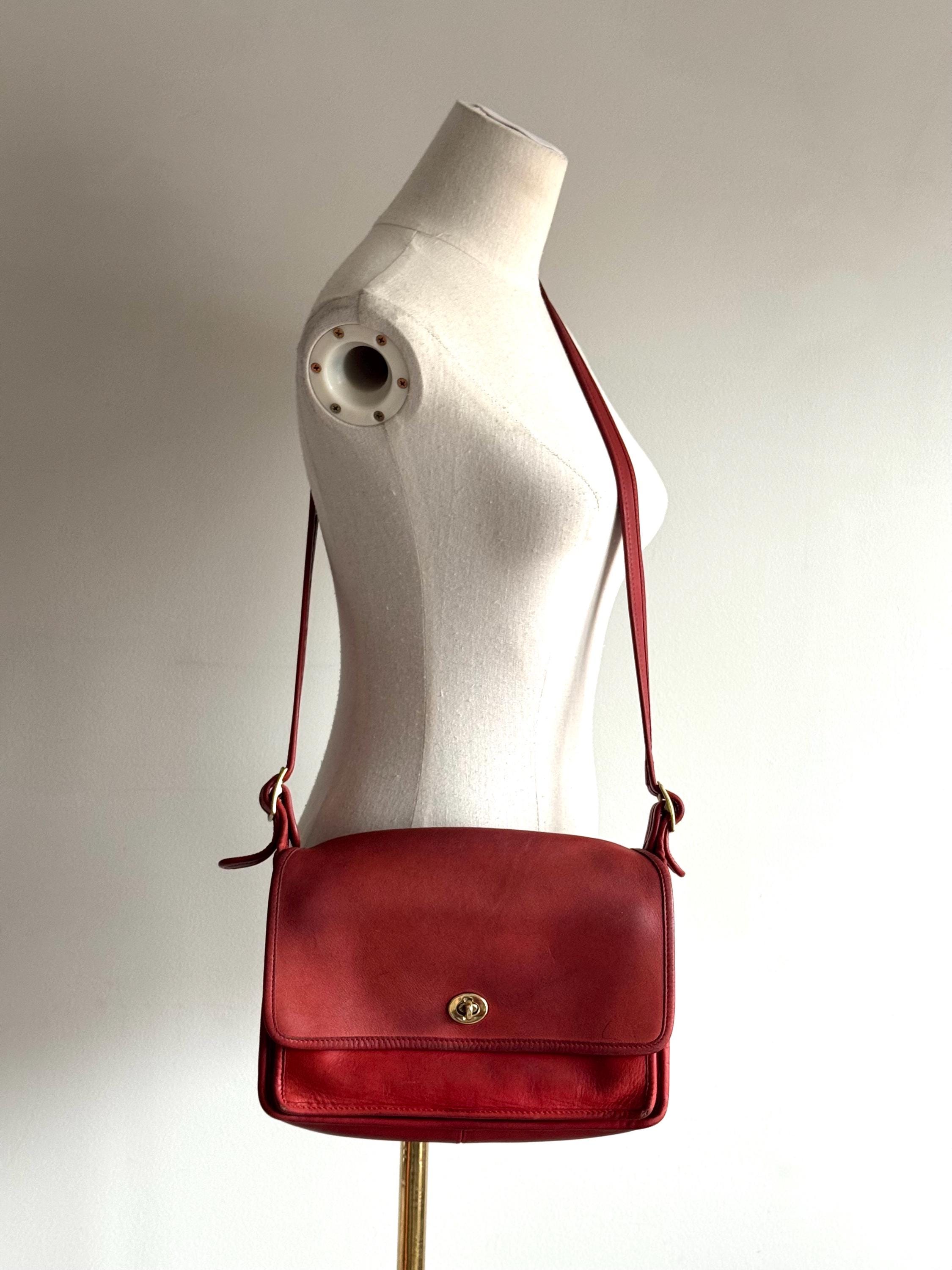Vintage Coach Pocket Bag in Red Leather Crossbody Purse Style