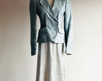 Vintage Jacques Fath silver metallic knit skirt