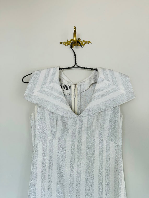 Vintage Jean Allen Lame Gown: White and Silver St… - image 4