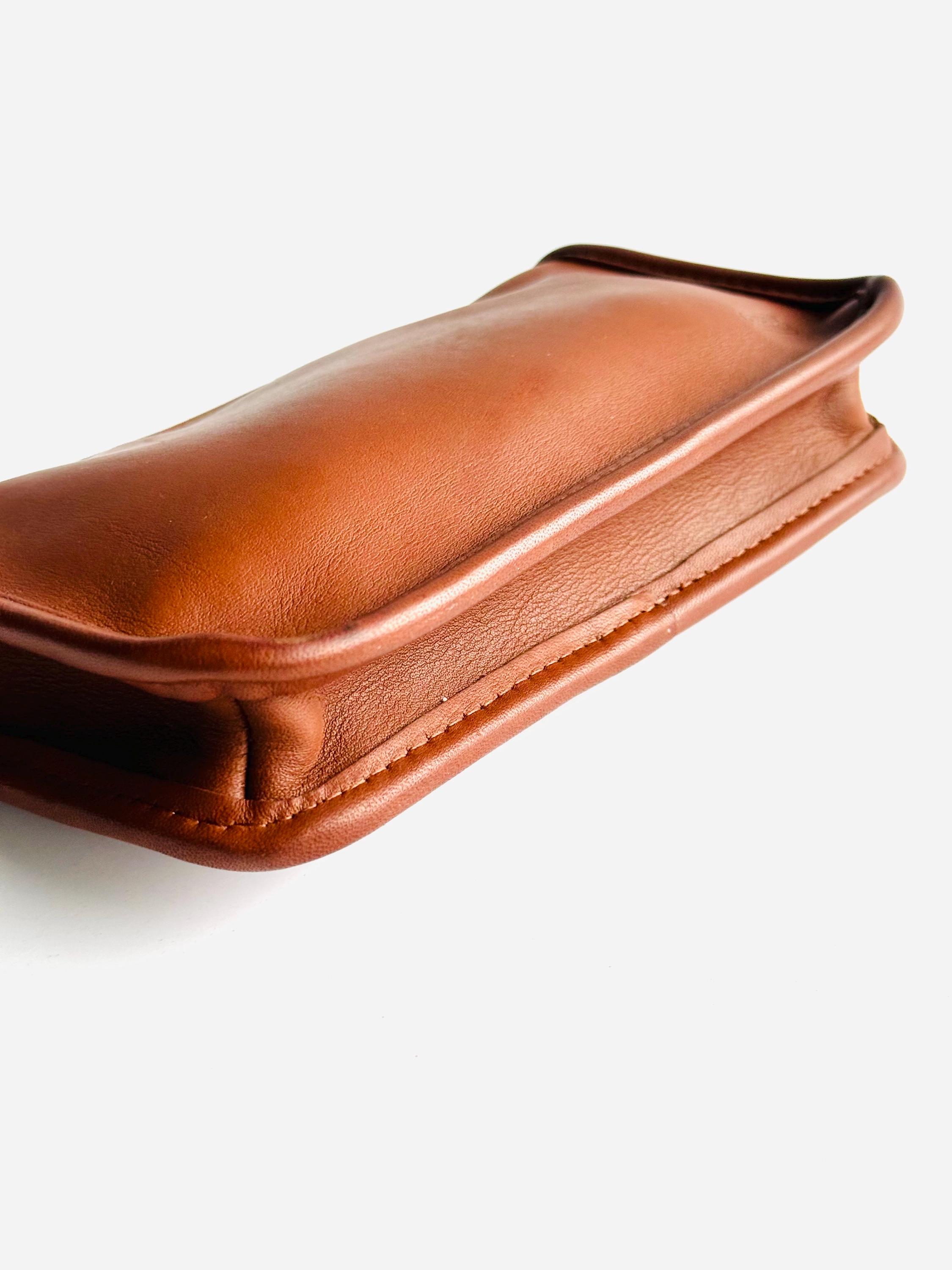 バッグ Vintage Coach Chunky Case makeup Pouch MINT COACH VINTAGE BLK LEATHER CHUNKY CASE TRAVEL COSMETIC