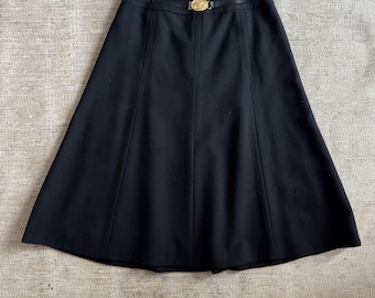 Vintage CELINE Paris black skirt belt buckle triomphe logo in gold metal céline