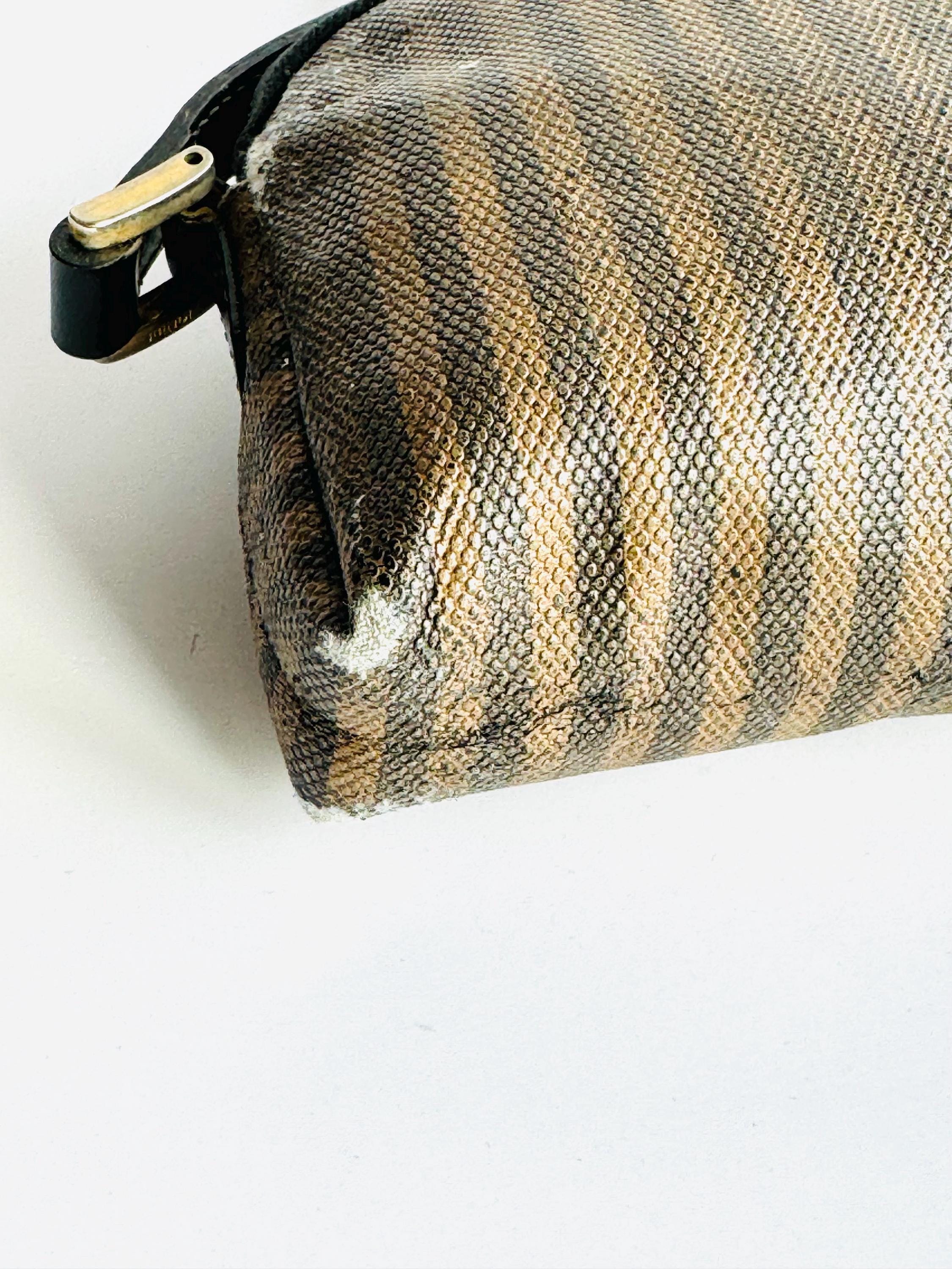 Vintage Fendi Pequin Black and Brown Striped Crossbody Purse