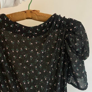 Black Vintage Flora Print Summer Dress 70s / 80s ILGWU - Etsy