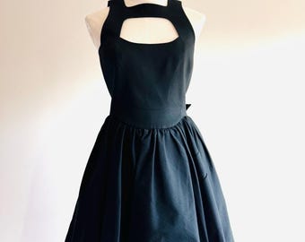 Vintage Thierry Mugler black mini dress harness style back belt strap