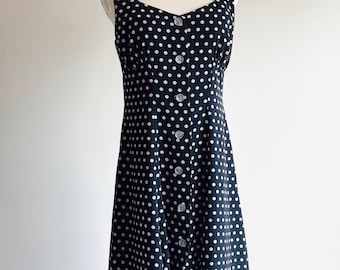 Vintage Anna Sui Polka Dot Babydoll Dress, Black & White, Size 6
