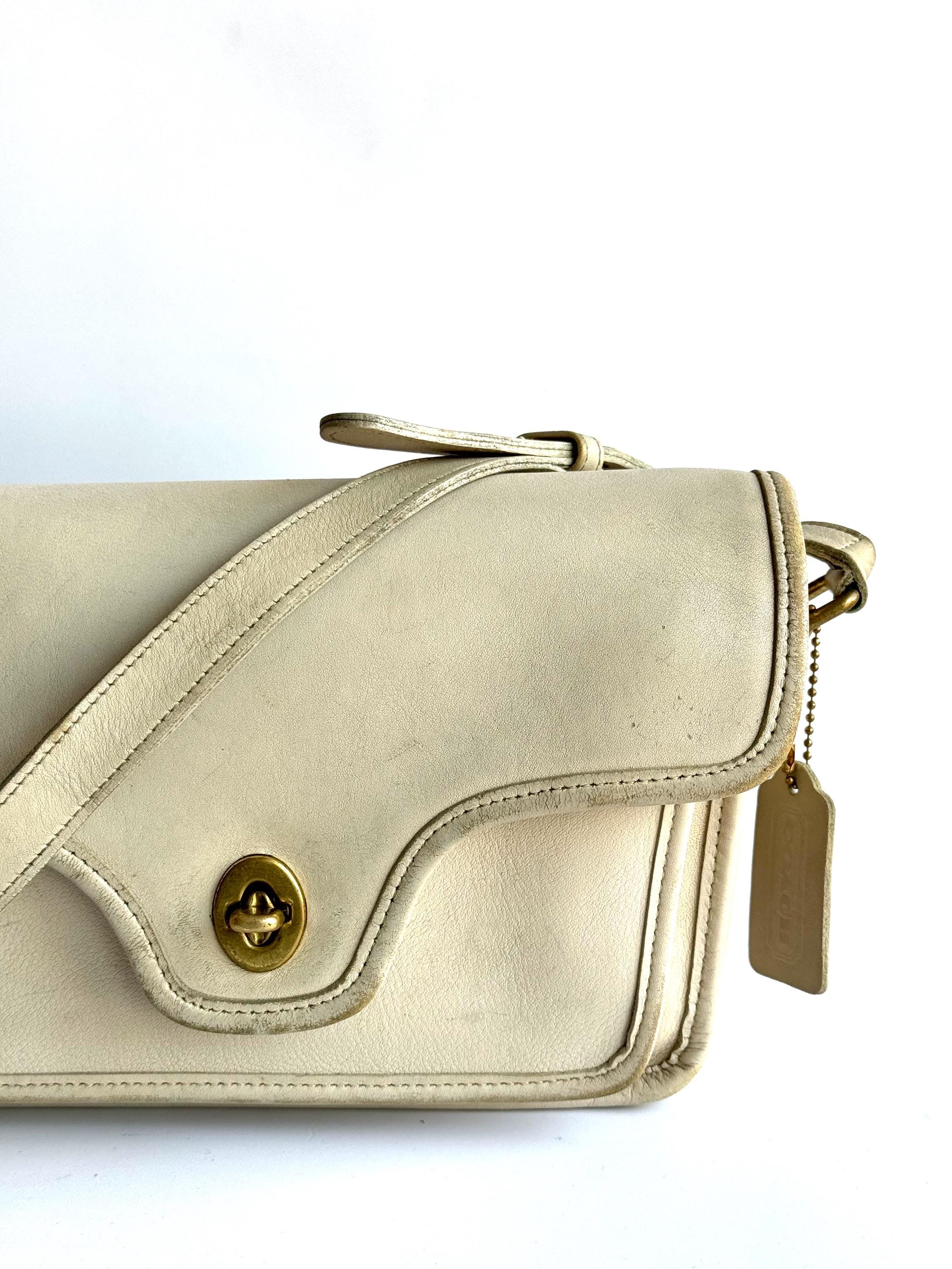 Vintage Coach Classics Kent Crossbody Bag in Bone Leather