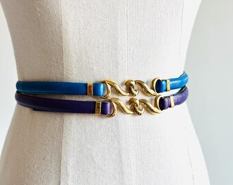 Vintage Milor Purple Suede Belt - Gold-tone Buckle Size  display picture 3