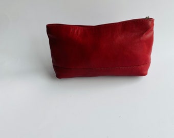Vintage Coach New York Leather Makeup Pouch /clutch in Red