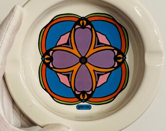 Vintage Peter Max Psychedelic Ceramic Ashtray Trinket Dish Vide