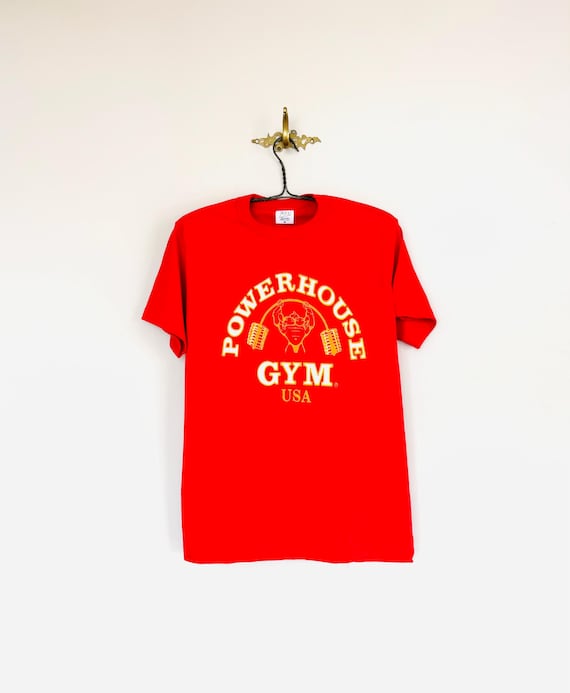 Vintage New Deadstock Powerhouse Gym USA T-shirst Sz M Red