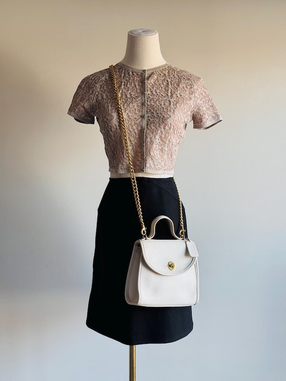 Vintage Coach White / Bone Leather Regina Top Handle Top