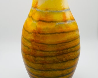 Vintage Michael Nourot Art Glass Vase: Feathered Swirl Design, Signed 1978
