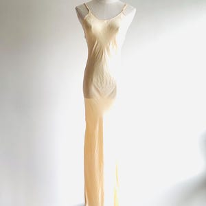 Vintage Antique deco era cream Silk bias cut slip dress 20s / 30s off-white XS