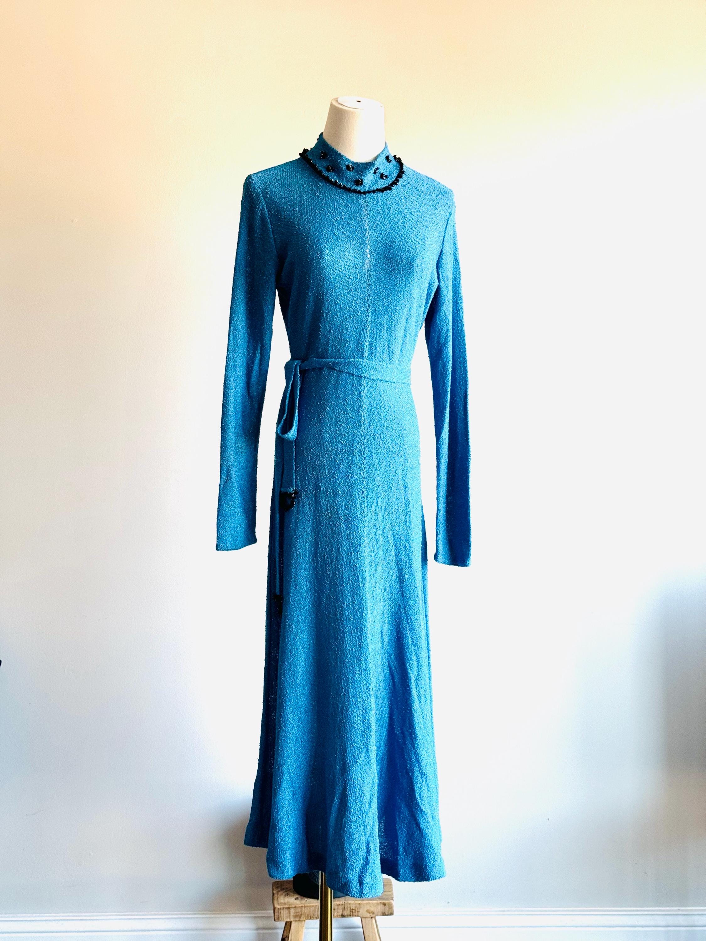 Halston Vintage Dress Blue Dress - Etsy Halston Vintage Dress Blue Dress - Etsy