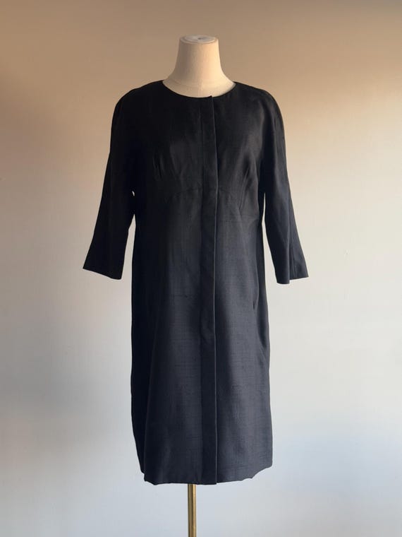 Bill Blass, Vintage Bill Blass Maurice Rentner black dress / shift LBD slash pockets 60s