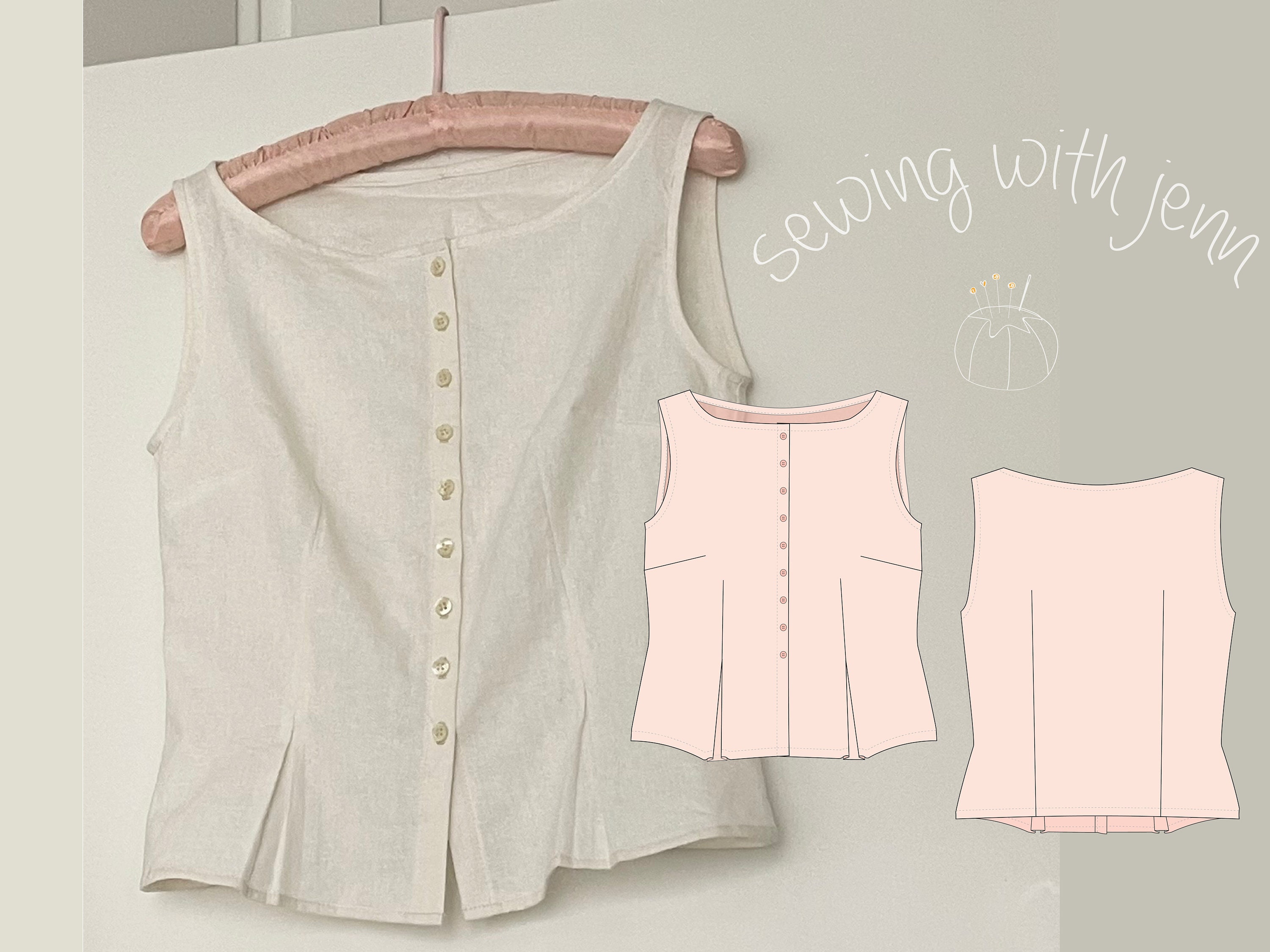 Boatneck Button Down Top Sleeveless Blouse Sewing Pattern Digital PDF XXS XXL - Etsy Boatneck Button Down Top Sleeveless Blouse Sewing Pattern Digital PDF XXS XXL - Etsy