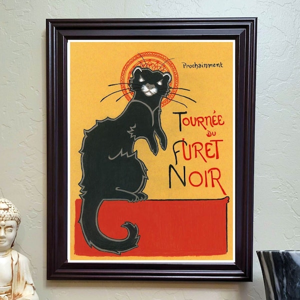 Ferret Art Print | Tournée du Furet Noir by Clumsy Human Art | Ferret room decor | Gift for ferret lovers | Chat Noir