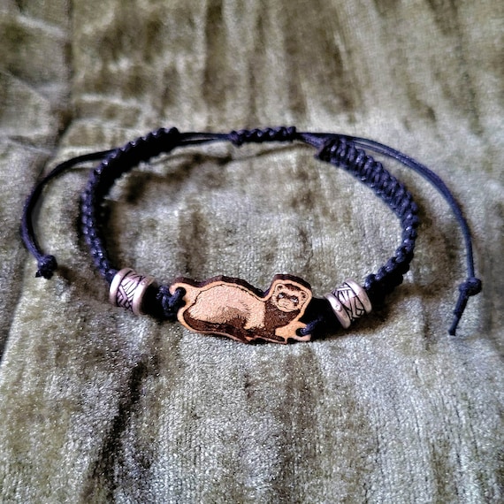 Ferret Bracelet Adjustable Black Woven Ferret Jewelry Unisex Weasel Charm Bracelet Handmade Gift for Ferret Lovers Etsy UK