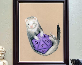 Ferret Art Print | D20 RPG Gamer Decor