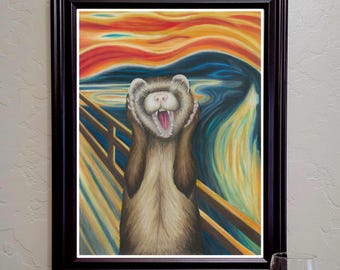 Ferret Art Print | The Scream Munch Parody