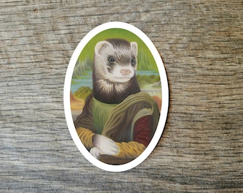Mona Lisa Ferret Sticker | Leonardo da Vinci Parody