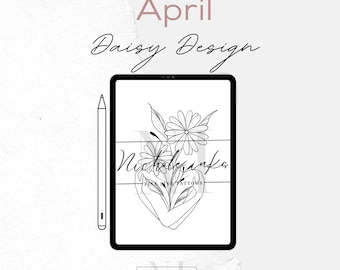 Aprile nascita fiore disegno tatuaggio / margherita / disegno tatuaggio / modello stencil tatuaggio / download istantaneo disegno tatuaggio di Nichole.Inks