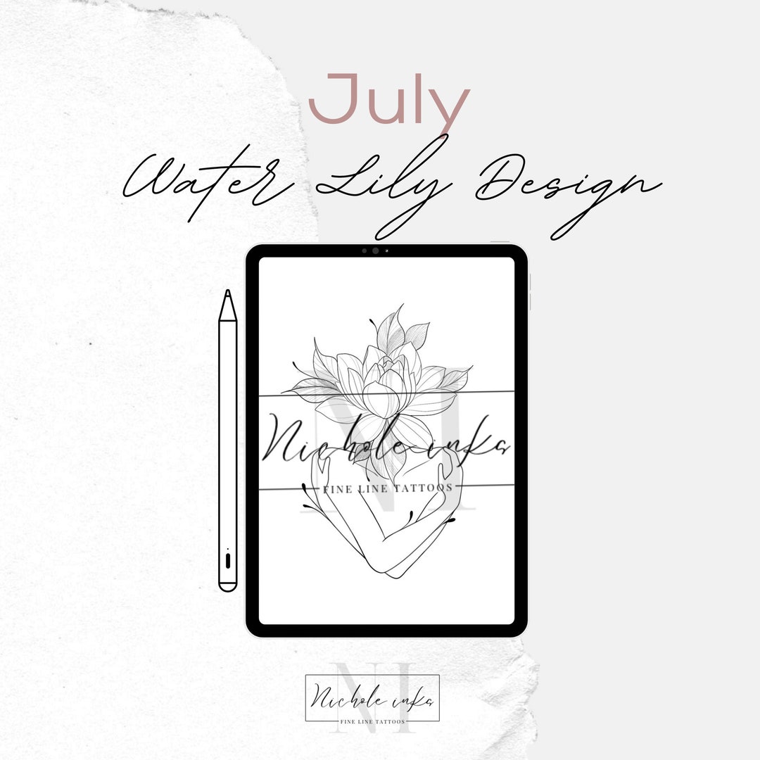 July Birth Flower Tattoo Design | Water Lily | Tattoo Drawing | Tattoo ...
