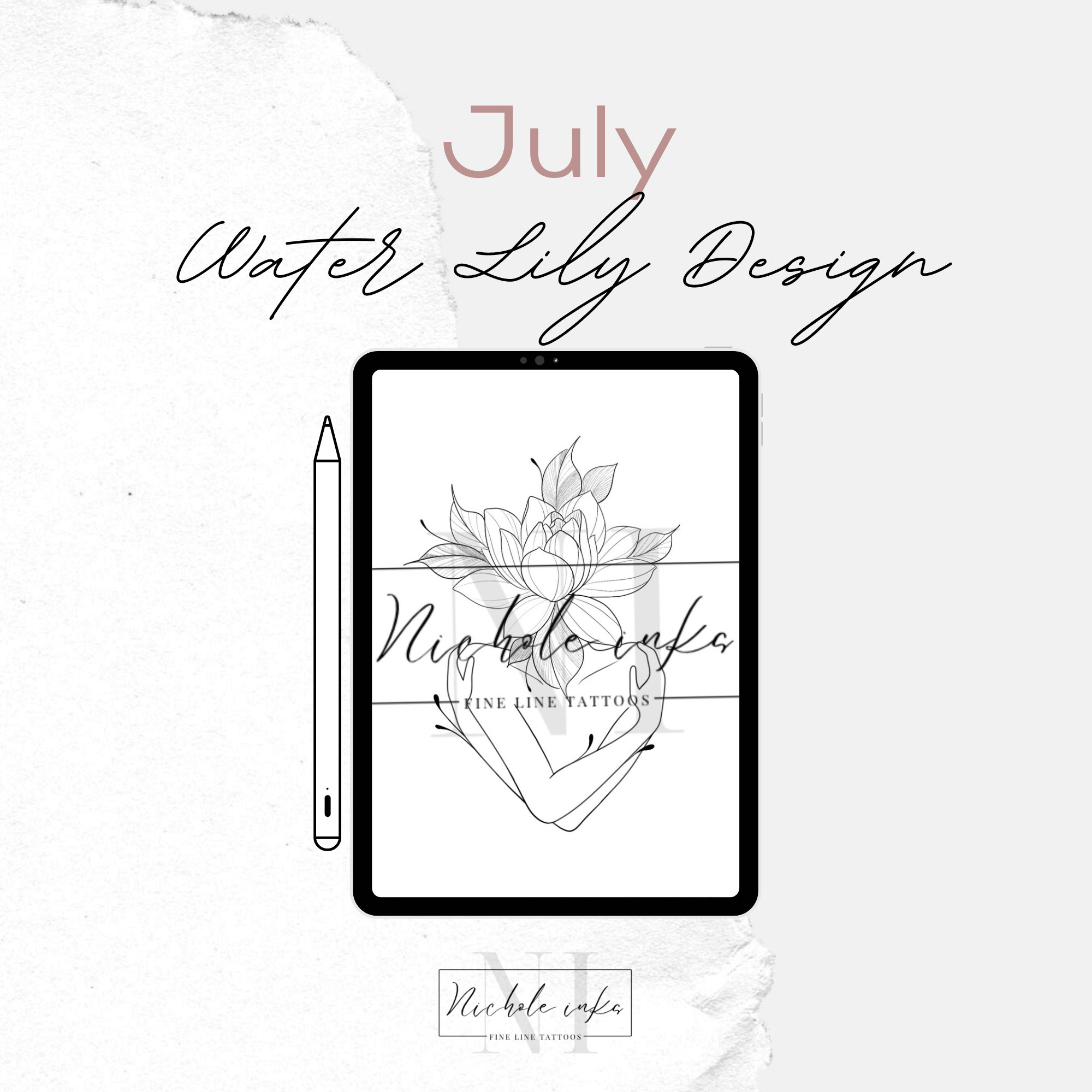 July Birth Flower Tattoo Design | Water Lily | Tattoo Drawing | Tattoo ...