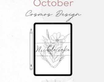 October Birth Flower Tattoo Design | Cosmos | Tattoo Drawing | Tattoo Stencil Template | Instant Download Tattoo Design by Nichole.Inks