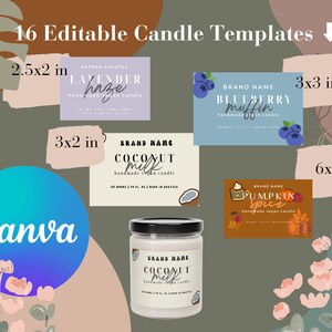 16 Candle Label Canva Template, Editable Candle Labels, Aesthetic Candle Label, Pre designed Modern Candle Label, Instant Download