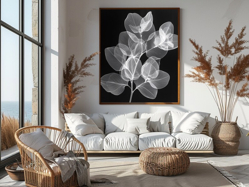 Eucalyptus Xray Art Print Modern Botanical Decor Instant Download PNG