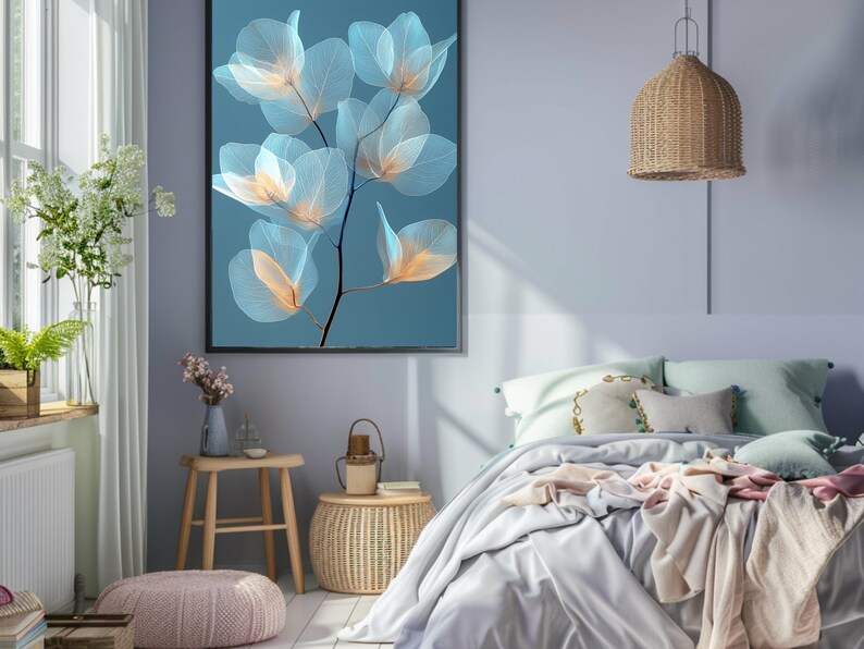 Eucalyptus Xray Art Print Modern Botanical Decor Instant Download PNG