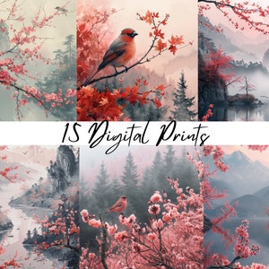 15 PRINTABLE Landscape Art, Vintage Print Mountain Landscape Art, Digital Download