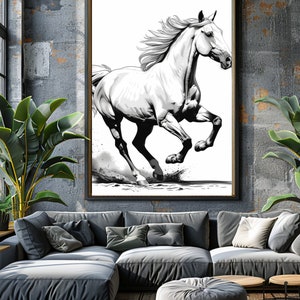 Imágenes prediseñadas de caballo blanco y negro, 10 PNG de alta calidad, descarga instantánea, uso comercial, imágenes prediseñadas digitales, elaboración digital, impresiones digitales