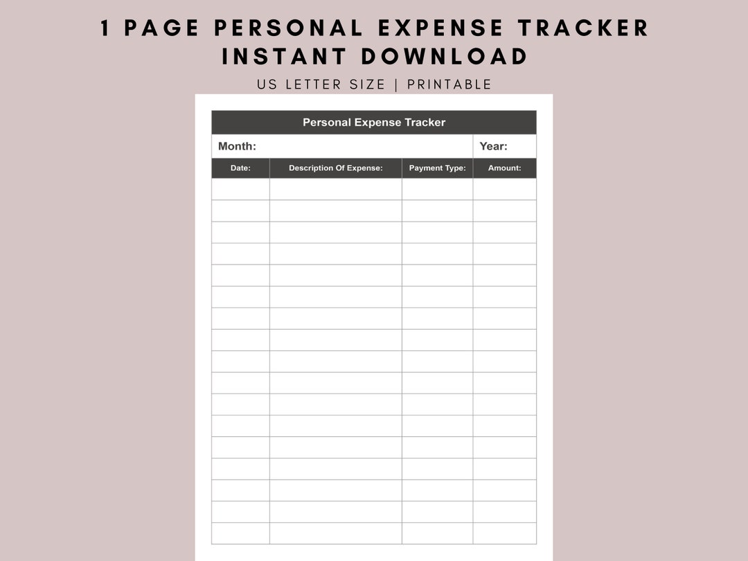 Expense Tracker, Personal Expense Printable, Spending Tracker, Budget ...